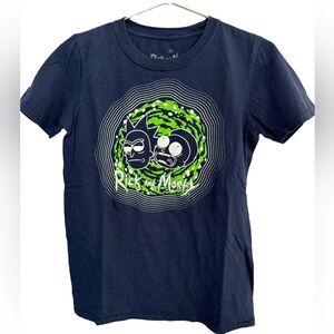 Retro Navy Blue Psychedelic Rick & Morty Adult Swim Women’s S T-Shirt